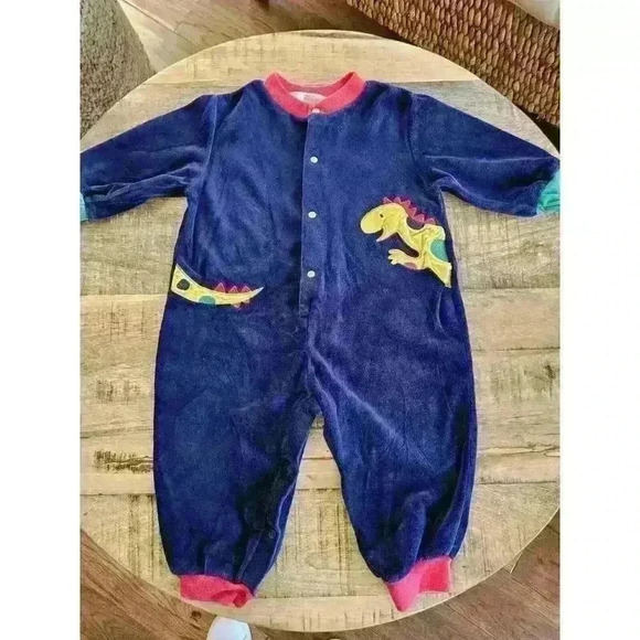 Vintage Baby Beluga New York Veloud Romper Baby Size 18 Months Dinosaurs - Picture 4 of 9